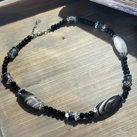 Handcrafted Large Botswana Agate Beads Necklace - Picture 2 of 4